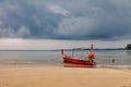 Boat on the beach at sunset Royalty Free Stock Photo