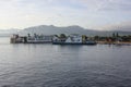 Boat is being anchored in Ketapang harbour, Banyuwangi, Indonesia.