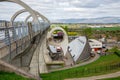 A boat being lowered down in Falkirk Wheel