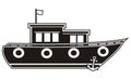 Boat - black silhouette, vector icon