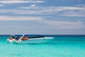 Boat on blue