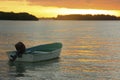 Boat in Boca Chica bay at sunset Royalty Free Stock Photo