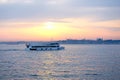 A boat in bosporus in sunset in istanbul