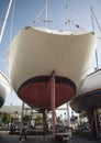 Boat bottom on dock Royalty Free Stock Photo