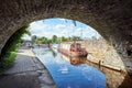 a boat on Brecon canal basin Powys Wales UK Royalty Free Stock Photo