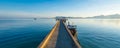 Boat bridge in calm sea in Thailand on the island Koh Mook Royalty Free Stock Photo