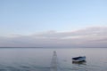 Boat and bridge on the lake Royalty Free Stock Photo