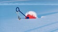 A boat buoy under the snow Royalty Free Stock Photo