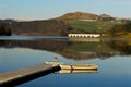 Boat on Calm Water on Ladybower Dam, Derbyshire Royalty Free Stock Photo