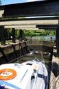 Boat in Canal lock, Stratford-upon-Avon. Royalty Free Stock Photo