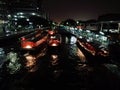 Boat on the canal at night Royalty Free Stock Photo