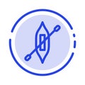 Boat, Canoe, Kayak, Ship Blue Dotted Line Line Icon