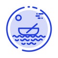 Boat, Canoes, Kayak, River, Transport Blue Dotted Line Line Icon