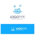 Boat, Canoes, Kayak, River, Transport Blue outLine Logo with place for tagline