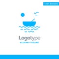 Boat, Canoes, Kayak, River, Transport Blue Solid Logo Template. Place for Tagline