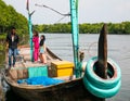 A boat carry tourist around Mangrove Waters in Mangrove Forest Conservation