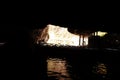 Boat in cave lake of Punkva Caves, Czech Republic Royalty Free Stock Photo