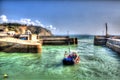 Boat in Charlestown harbour near St Austell Cornwall England UK in creative HDR Royalty Free Stock Photo