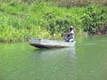Boat on the Chavon river Royalty Free Stock Photo