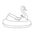 A boat for children in the shape of a swan. Attraction for children in the pool.Amusement park single icon in outline