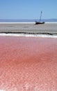 Boat on chott el jerid(tunisia) Royalty Free Stock Photo