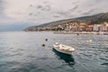 Boat and Coastline of Town Senj near Istria