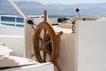 Boat cockpit and wheel Royalty Free Stock Photo