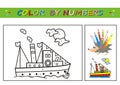 Boat, color by numbers, educational page, eps.