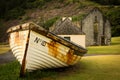 Boat and Convict Ruins, Norfolk Island Royalty Free Stock Photo