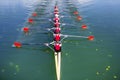 Boat coxed eight Rowers rowing Royalty Free Stock Photo