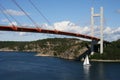 Boat crossing a bridge in Sweden