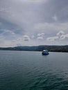 boat crossing to Lake Toba, North Sumatra, Indonesia Royalty Free Stock Photo