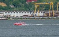 Boat cruise on the Danube. Tourists enjoy boating.