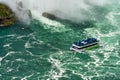 Boat cruise under Niagara Falls, aerial view Royalty Free Stock Photo