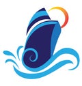 Boat cruise waves beach logo Royalty Free Stock Photo