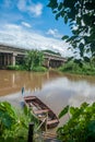 Chiangmai The oldcity, beautiful Ping river under blue sky and clouds.