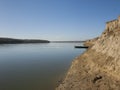 Anchored fisherman's boat on Danube river Royalty Free Stock Photo