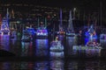 Boat decorated with Christmas holiday lights