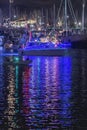 Boat decorated with Christmas holiday lights