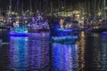 Boat decorated with Christmas holiday lights