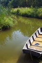 Boat detail in pond Royalty Free Stock Photo