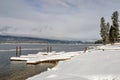 Boat doc winter mountain lake McCall Idaho