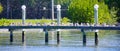 Boat dock and bird Royalty Free Stock Photo