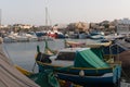 Malta, Marsaxlokk, August 2019. Fishing boats parked in the morning.