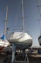 Boat on dock for maintaines. Royalty Free Stock Photo