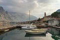 Boat dock in Prcanj town, Montenegro