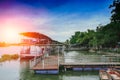 Boat dock in the river of Don Wai Market. Royalty Free Stock Photo