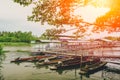 Boat dock in the river of Don Wai Market. Royalty Free Stock Photo