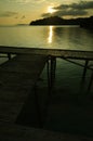 Boat dock on sunset