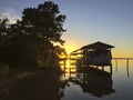 Boat Dock Sunset - East Bay Royalty Free Stock Photo